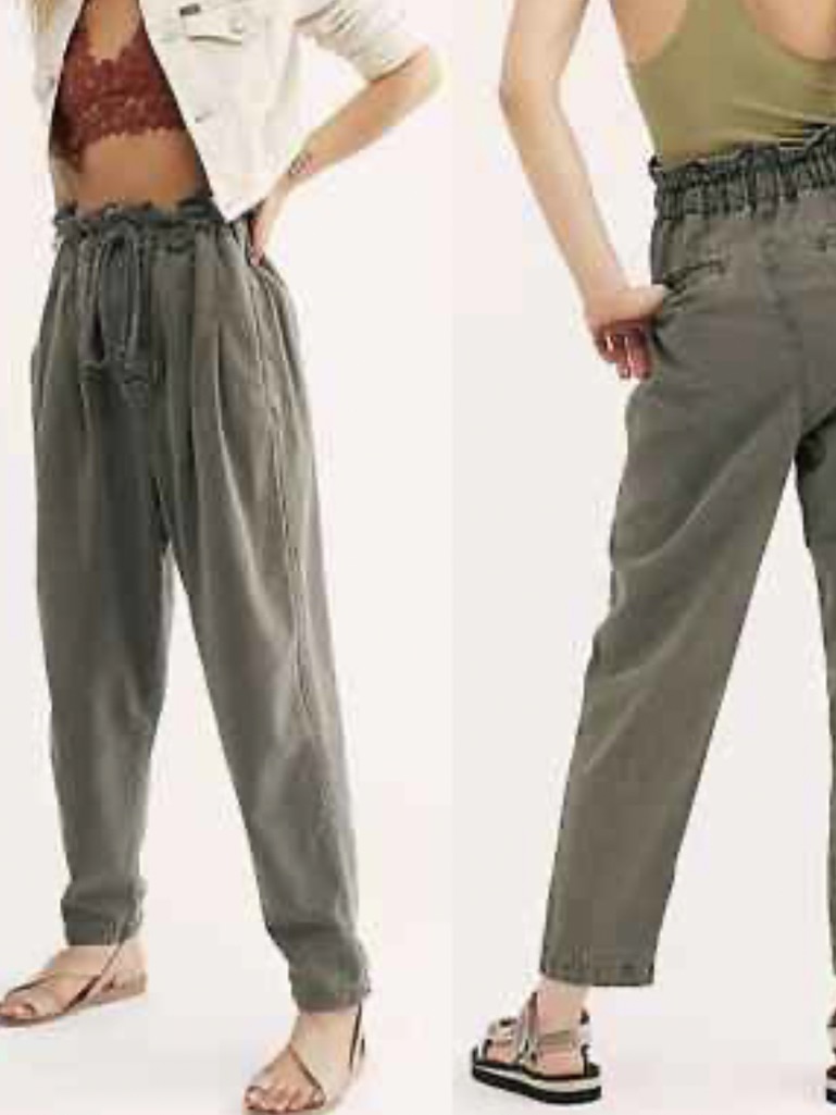 Free People Margate Pleated Trouser Paperbag Tie Waist Pants Us Size Xs